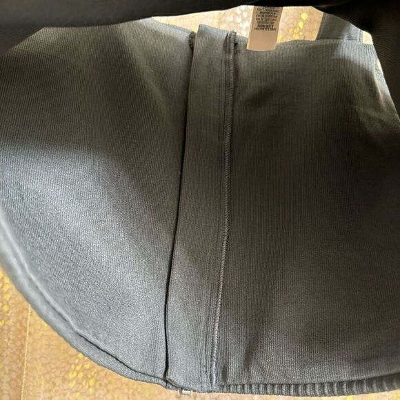 Aerie Dark Gray Ribbed Square Neck Zip Up Cropped Athletic Top Medium - Picture 4 of 4